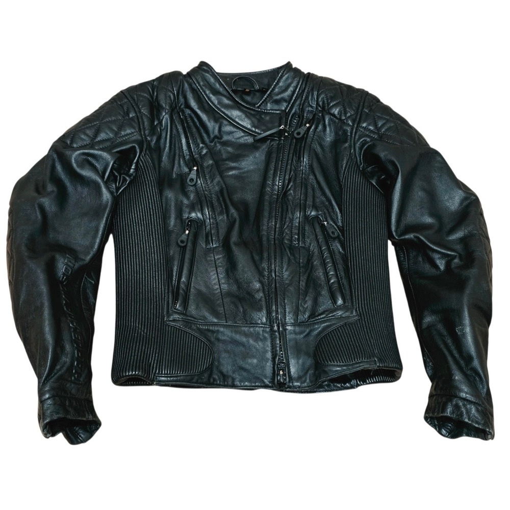 Harley Davidson FXRG Womens Small Black Leather Motorcycle Riding Jacket